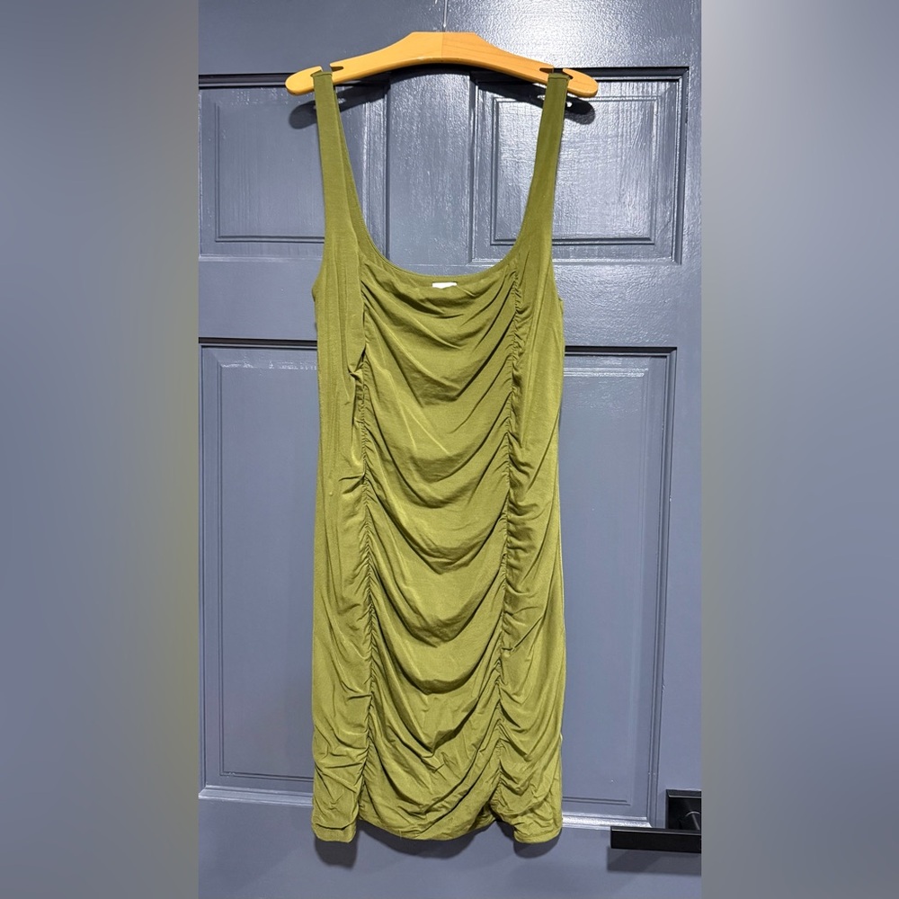 Wilfred Olive Green Ruched Tank Mini Dress size L